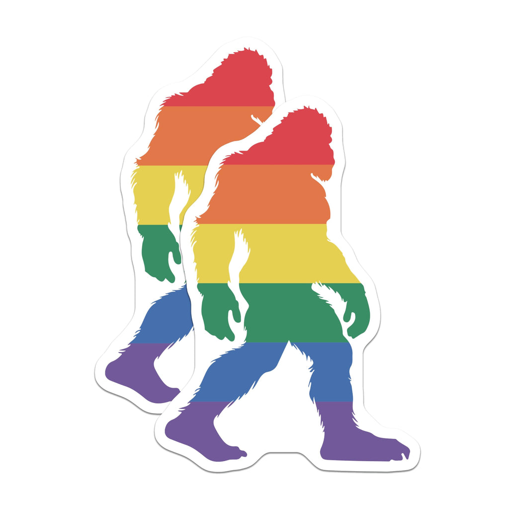 (2 Pack) Rainbow Bigfoot Magnets - LGBTQ Pride Sasquatch Accessory - Cryptid Legend Display Decor - 5 Inches On Longest Side - Thick Durable Magnet - Made in USA - MAG21045