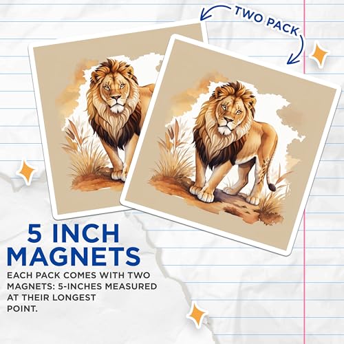 (2 Pack) Lion Magnets Magnets - 5" On Longest Side - Made in USA - Sticks to Refrigerators & Metal Surfaces - MAG8699