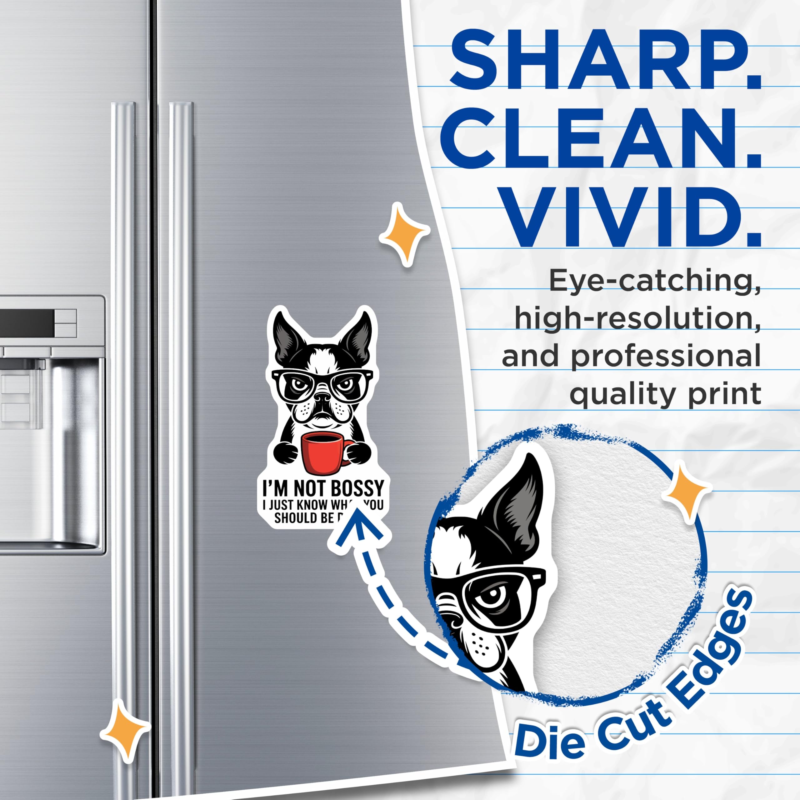 (2 Pack) Boston Terrier Coffee Magnets - Funny Witty Dog Lover Humor Decor - Sarcastic Pet Parent Refrigerator Statement - 5 Inches On Longest Side - Thick Durable Magnet - Made in USA - MAG21177