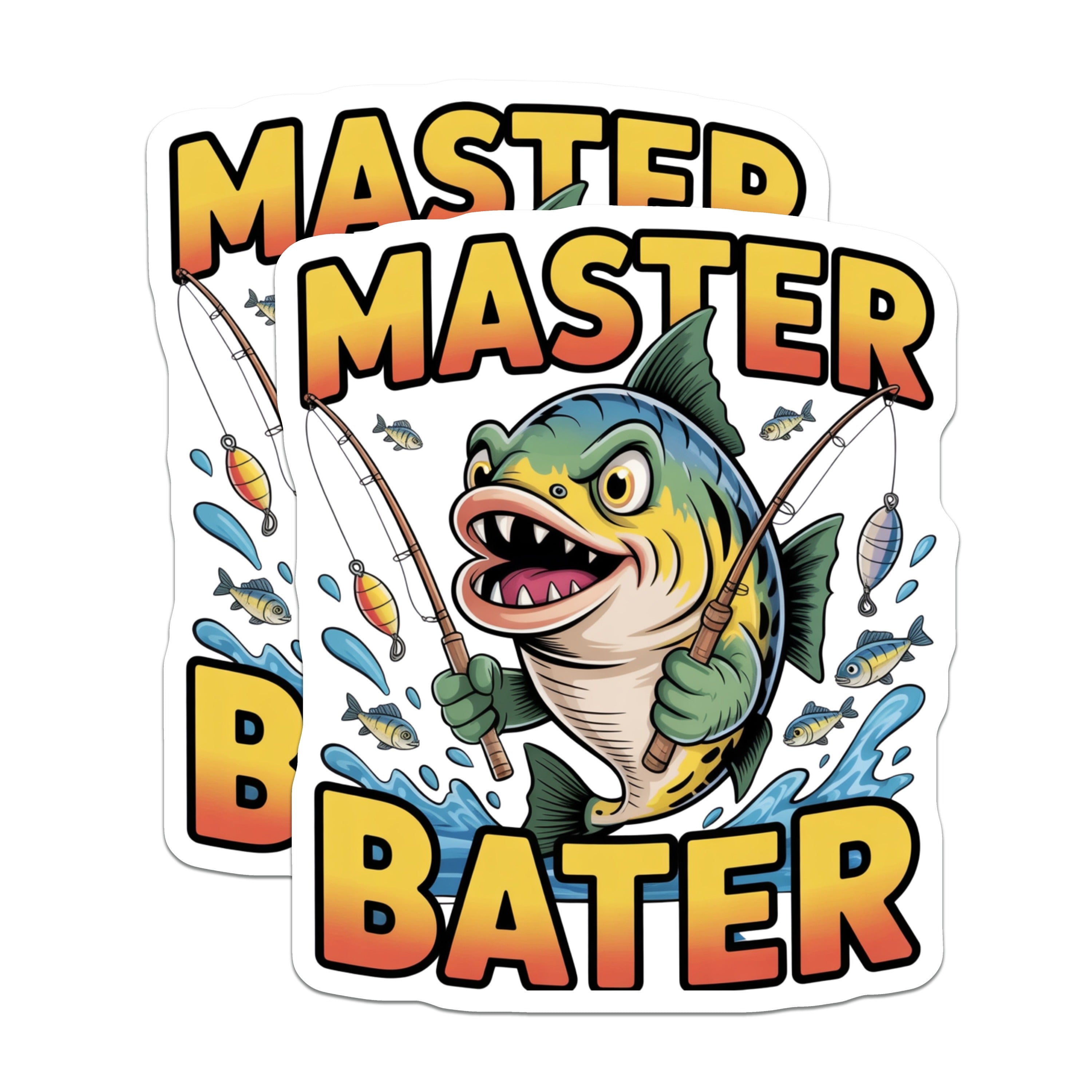(2 Pack) Master Bater Fishing Magnets - Funny Fisherman Humor - Man Cave Fridge Decor - 5 Inches On Longest Side - Thick Durable Magnet - Made in USA - MAG38338