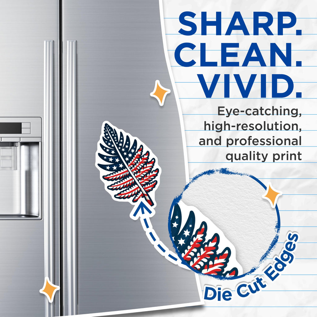 (2 Pack) American Flag Fern Magnets - Patriotic Leaf Decor - USA Theme Refrigerator Decor - 5 Inches On Longest Side - Thick Durable Magnet - Made in USA - MAG19777