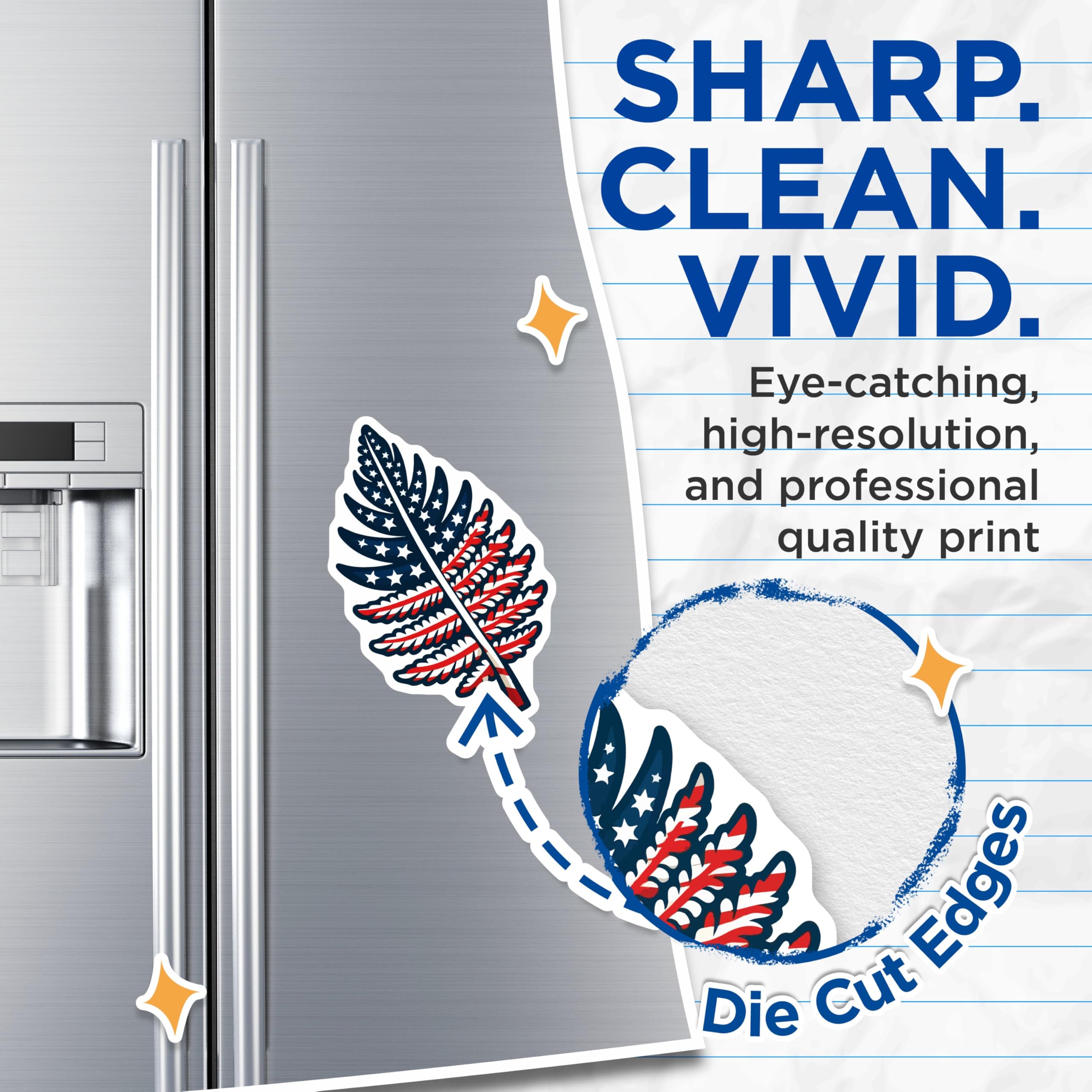 (2 Pack) American Flag Fern Magnets - Patriotic Leaf Decor - USA Theme Refrigerator Decor - 5 Inches On Longest Side - Thick Durable Magnet - Made in USA - MAG19777