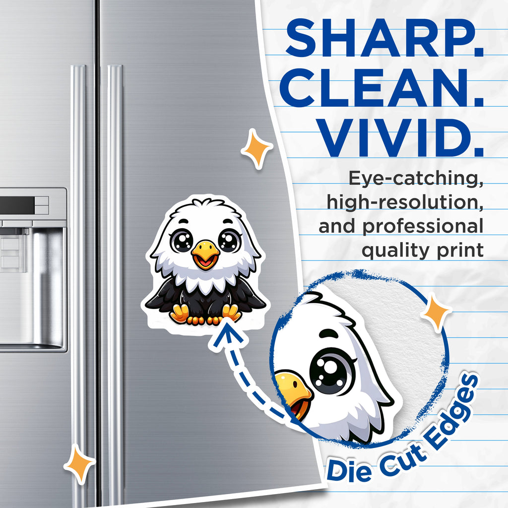 (2 Pack) Cute Baby Eagle Magnets - Kawaii Animal Design - Refrigerator Locker Accent - 5 Inches On Longest Side - Thick Durable Magnet - Made in USA - MAG37665