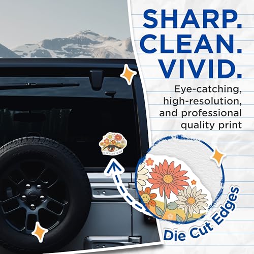 (2 Pack) See The Good Be The Good Stickers - Motivational Eye Stickers - Floral Inspirational Stickers - 5" On Longest Side - Sticks to Smooth Flat Surfaces - Made in USA - BMCS6190