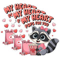 (3 Pack) My Heart Pops for You Decals - Raccoon Laptop Decals - Valentine's Day Decor - 3 Inches On Longest Side - Easy Peel & Apply - Made in USA - 3MCS1794