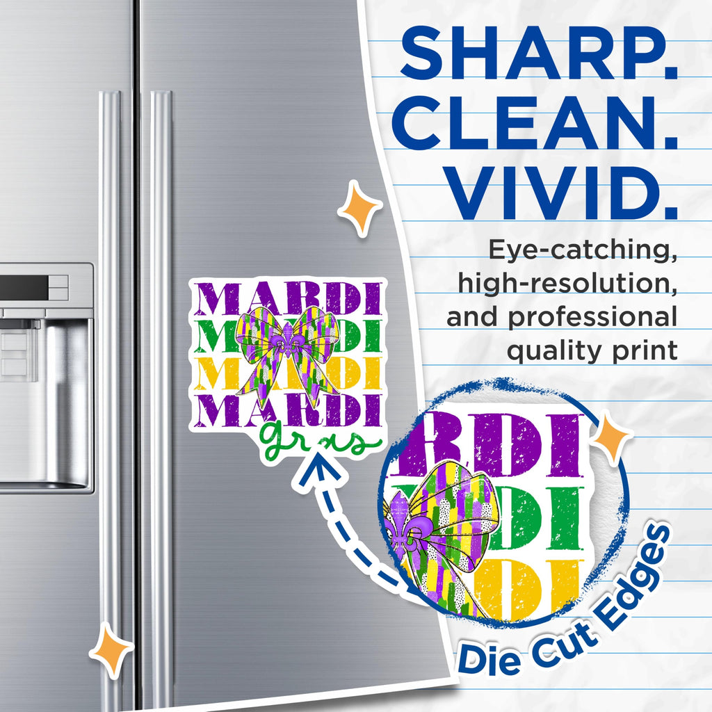 (2 Pack) Mardi Gras Magnets - Fleur De Lis - Party Decoration - 5" On Longest Side - Premium Magnet - for Cars, Refrigerators, Toolboxes, Lockers - Made in USA - MAG16813