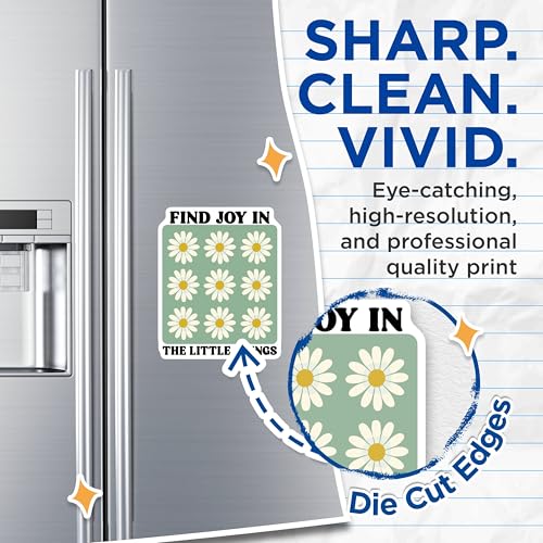 (2 Pack) Find Joy in The Little Things Magnets - Inspirational Quote Home - Cute Daisy Pattern Magnet - 5" On Longest Side - for Cars, Fridges, Toolboxes - Made in USA - MAG3860