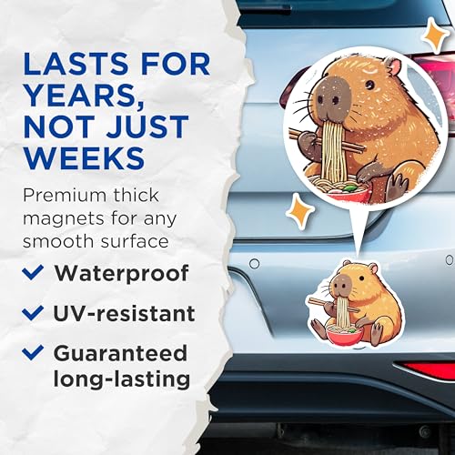 (2 Pack) Capybara Kitchen Decor Magnet - 5" On Longest Side - Sticks to Smooth Flat Surfaces - Made in USA - MAG9911