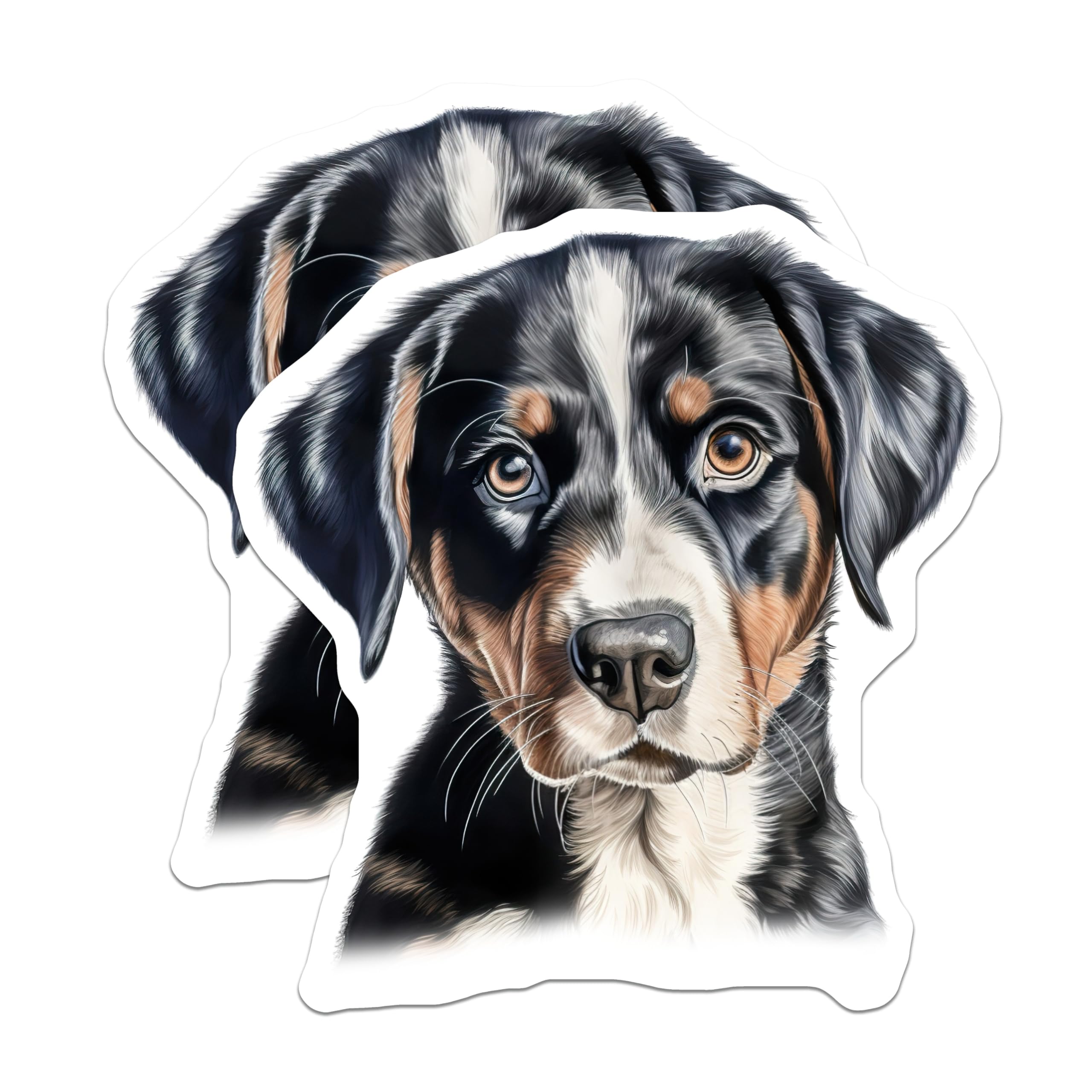 (2 Pack) Swiss Mountain Dog Magnets - Adorable Puppy Dog Decals - Tri Color Canine Art - Pet Lover Refrigerator Auto Display - 5 Inches On Longest Side - Thick Durable Magnet - Made in USA - MAG24553