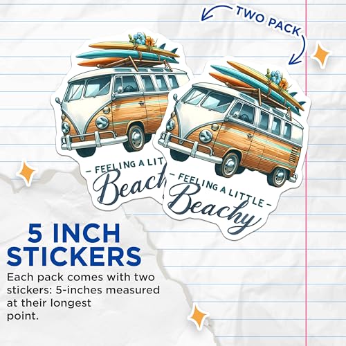 (2 Pack) Feeling A Little Beachy Stickers - 5" On Longest Side - Sticks to Smooth Flat Surfaces - Made in USA - BMCS9292 - BMCS9292