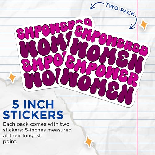 (2 Pack) Empowered Women Stickers - Inspirational Quote - Feminist Decal - 5" On Longest Side - Sticks to Smooth Flat Surfaces - Made in USA - BMCS8341