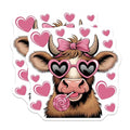 (2 Pack) Cute Cow Stickers - Heart Sunglasses Animal Stickers - Fun Cartoon Bovine Sticker Collection - 5" On Longest Side - Sticks to Any Smooth Flat Surface - Made in USA - BMCS3604