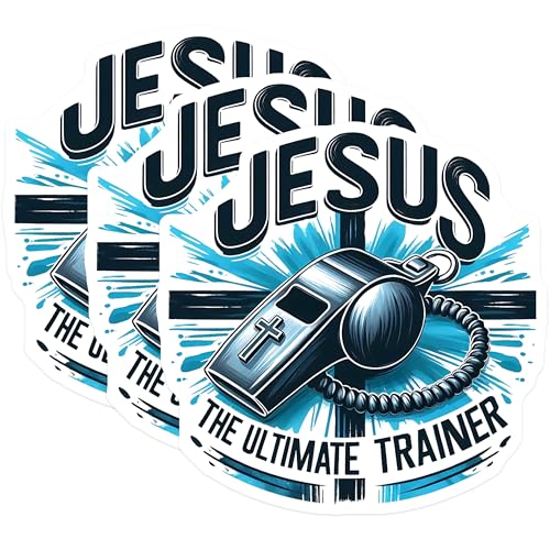 (3 Pack) Jesus Decals - The Ultimate Trainer - Christian Laptop Decals - 3 Inches On Longest Side - Easy Peel & Apply - Made in USA - 3MCS8400