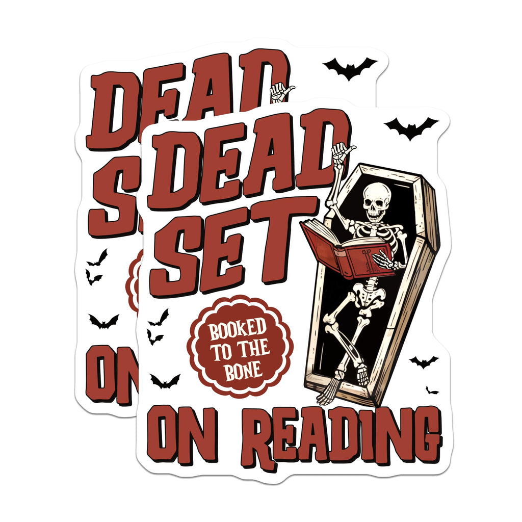 (2 Pack) Skeleton Reading Magnets - Bookworm Coffin Decor - Halloween Librarian Humor - Spooky Reader Art - Literary Macabre - 5 Inches On Longest Side - Thick Durable Magnet - Made in USA - MAG19042