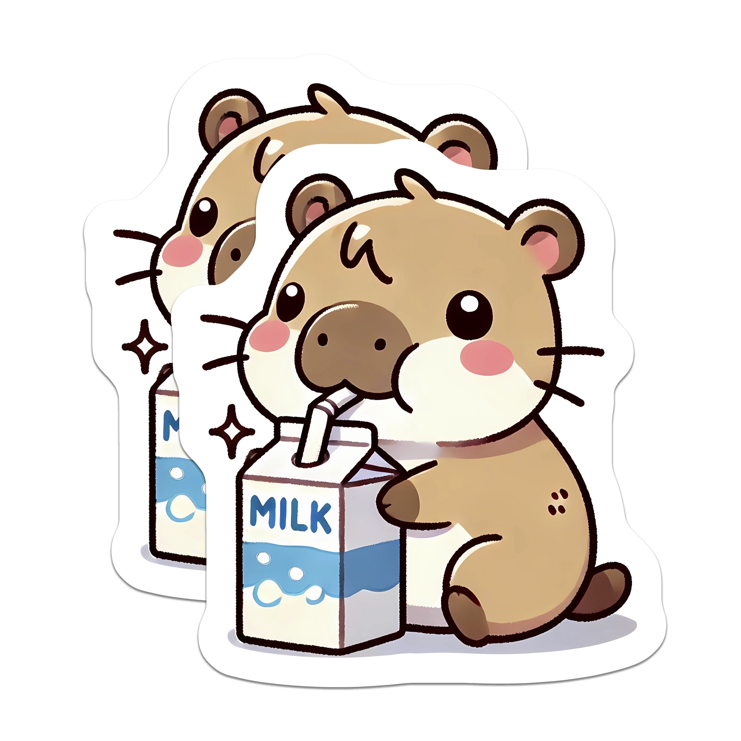 (2 Pack) Kawaii Hamster Milk Magnets - Cute Animal Fridge Decor - Aesthetic Chibi Student Accessories - 5 Inches On Longest Side - Thick Durable Magnet - Made in USA - MAG38301