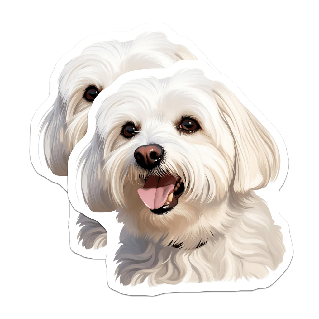 (2 Pack) Maltese Dog Magnets - Happy Fluffy White Puppy Fridge Refrigerator Magnets - Dog Mom Kitchen Locker Decor - 5 Inches On Longest Side - Thick Durable Magnet - Made in USA - MAG29594