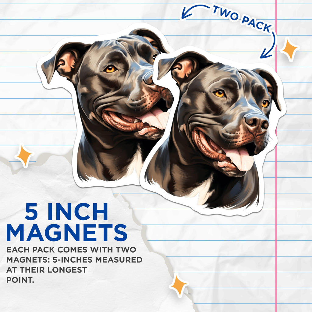 (2 Pack) Pit Bull Dog Magnets - Pitbull Lover Decor - Dog Breed Artwork - Pet Parent Magnet - Canine Art Refrigerator - 5 Inches On Longest Side - Thick Durable Magnet - Made in USA - MAG27121