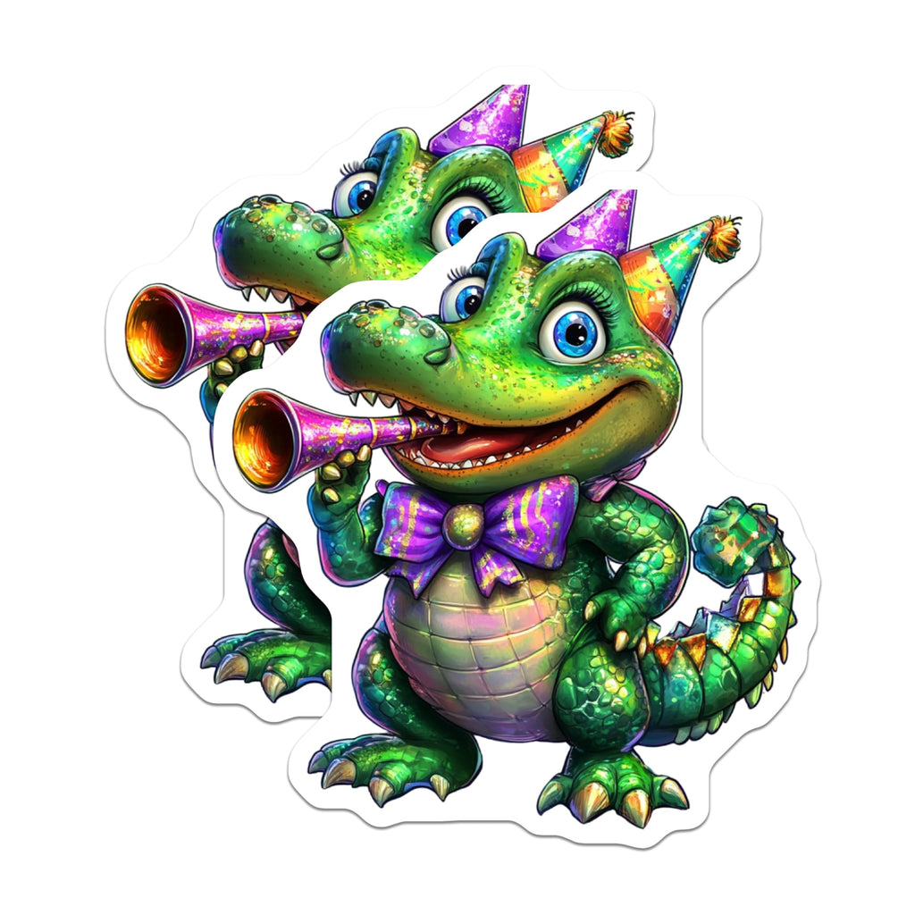 (2 Pack) Crocodile Magnets - Party Animal - Fridge Magnets Cute Reptile - 5" On Longest Side - Premium Magnet - for Cars, Refrigerators, Toolboxes, Lockers - Made in USA - MAG14399