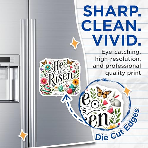 (2 Pack) He is Risen Magnets Magnets - Inspirational Quote - Easter Decor - 5" On Longest Side - Made in USA - Sticks to Refrigerators & Metal Surfaces - MAG8828