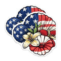 (2 Pack) Patriotic Flowers Stickers - USA Flag Decal - 5" On Longest Side - Sticks to Smooth Flat Surfaces - Made in USA - BMCS8973 - BMCS8973