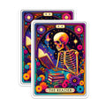(2 Pack) Reader Tarot Card Magnets - Skeleton Book Lover Decor - Witchy Aesthetic Art - Dark Academia Fan - Mystical Readers - 5 Inches On Longest Side - Thick Durable Magnet - Made in USA - MAG29205