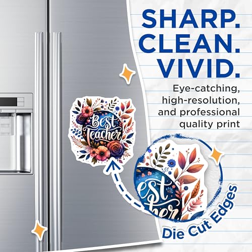 (2 Pack) Best Teacher Magnets - Floral Design - Teacher Appreciation - School - Great for Classroom - Inspirational Magnets - 5" On Longest Side - for Cars, Fridges, Toolboxes - Made in USA - MAG4414