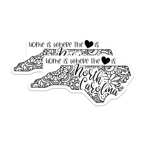 (2 Pack) North Carolina Home Stickers - State Pride Decal - Travel Souvenir - 5" On Longest Side - Sticks to Smooth Flat Surfaces - Made in USA - BMCS9083