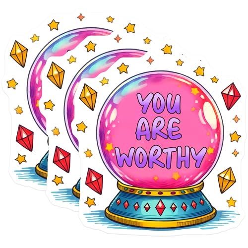 (3 Pack) You are Worthy Decals - Motivational Decal - Affirmation Decal - 3 Inches On Longest Side - Easy Peel & Apply - Made in USA - 3MCS6268