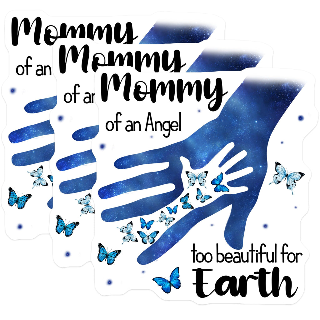 (3 Pack) Mommy of an Angel Decals - Butterfly Decals - Memorial Decal - 3 Inches On Longest Side - Easy Peel & Apply - Made in USA - 3MCS4796
