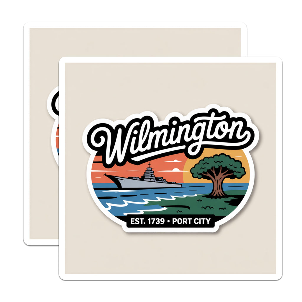 (2 Pack) Wilmington Magnets - North Carolina Souvenir - Port City Fridge Decor - 5" On Longest Side - Premium Magnet - for Cars, Refrigerators, Toolboxes, Lockers - Made in USA - MAG17308