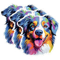 (3 Pack) Australian Shepherd Decals - Colorful Dog Decal - Laptop Decal - 3 Inches On Longest Side - Easy Peel & Apply - Made in USA - 3MCS0634