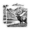 (2 Pack) Elk Deer Magnets Magnets - Mountain Landscape - 5" On Longest Side - Made in USA - Sticks to Refrigerators & Metal Surfaces - MAG8725