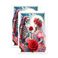 (2 Pack) Dia de Los Muertos Magnets - Vibrant Skeleton Woman Couple - Romantic Eternal Rose Art Fridge Locker Decorative - 5 Inches On Longest Side - Thick Durable Magnet - Made in USA - MAG22041