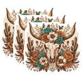 (3 Pack) Floral Bull Skull Decals - Western Laptop Sticker - Southwestern Boho Decal - 3 Inches On Longest Side - Easy Peel & Apply - Made in USA - 3MCS2201