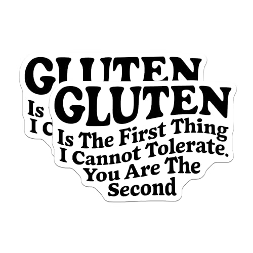 (2 Pack) Gluten Humor Stickers - Sarcastic Quote Stickers - Funny Gluten Free Stickers for Laptops Water Bottles - 5" On Longest Side - Sticks to Smooth Flat Surfaces - Made in USA - BMCS4628