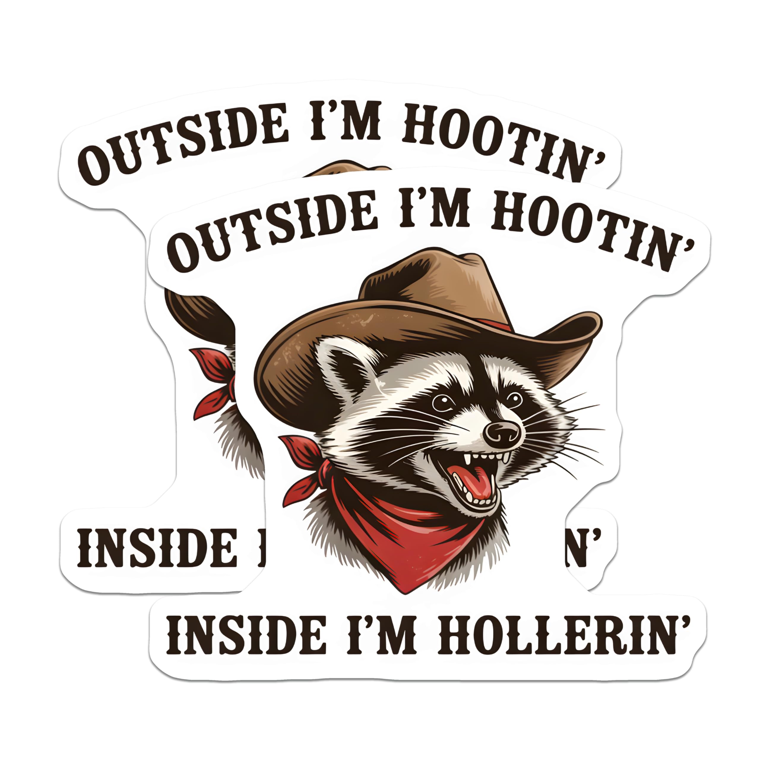 (2 Pack) Raccoon Cowboy Magnets - Funny Animal - Hootin Hollerin Fridge Decal - 5" On Longest Side - Premium Magnet - for Cars, Refrigerators, Toolboxes, Lockers - Made in USA - MAG14094
