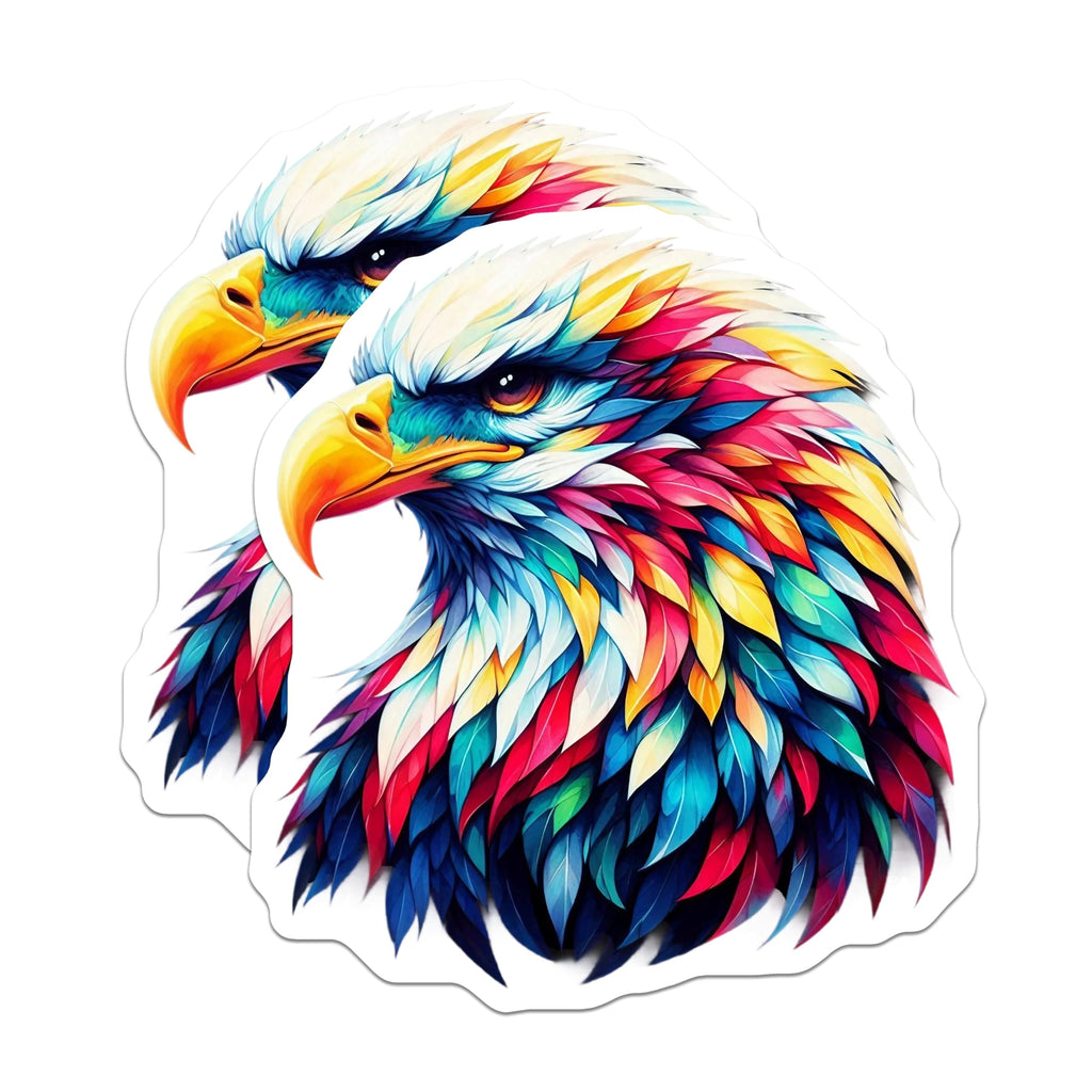 (2 Pack) Vibrant Rainbow Eagle Magnets - Abstract Wildlife Art Decor - Majestic Bird Artwork - Unique Home Office Accent - 5 Inches On Longest Side - Thick Durable Magnet - Made in USA - MAG20904