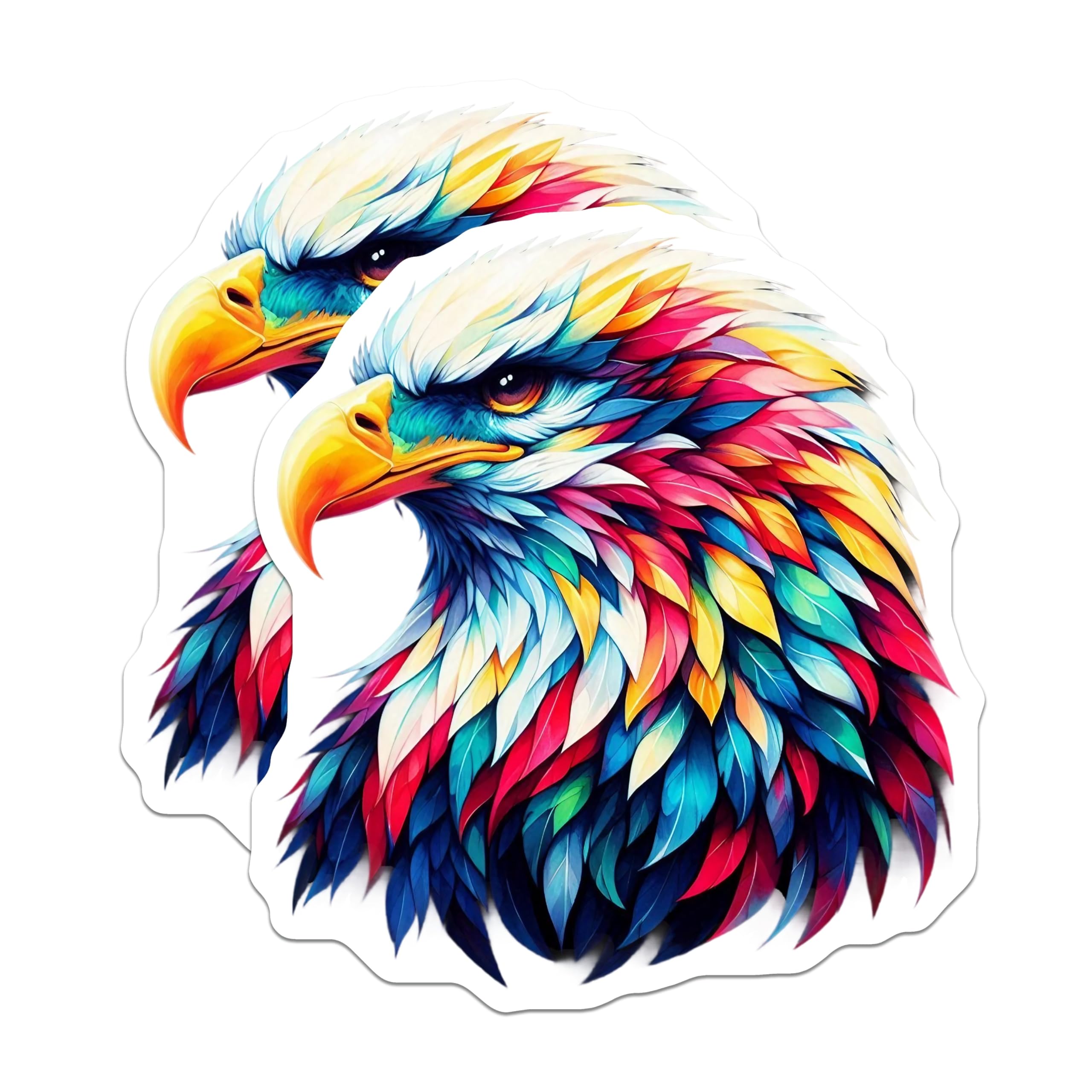(2 Pack) Vibrant Rainbow Eagle Magnets - Abstract Wildlife Art Decor - Majestic Bird Artwork - Unique Home Office Accent - 5 Inches On Longest Side - Thick Durable Magnet - Made in USA - MAG20904