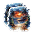 (2 Pack) Tropical Sunset Beach Magnets - Coastal Home Decor - Ocean Lover Vacation Art - Fridge Display - 5 Inches On Longest Side - Thick Durable Magnet - Made in USA - MAG25873