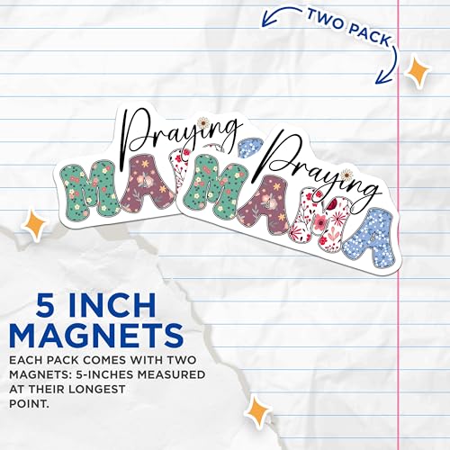 (2 Pack) Praying Mama Magnets - Inspirational Quotes - 5" On Longest Side - for Cars, Fridges, Toolboxes - Made in USA - MAG7711