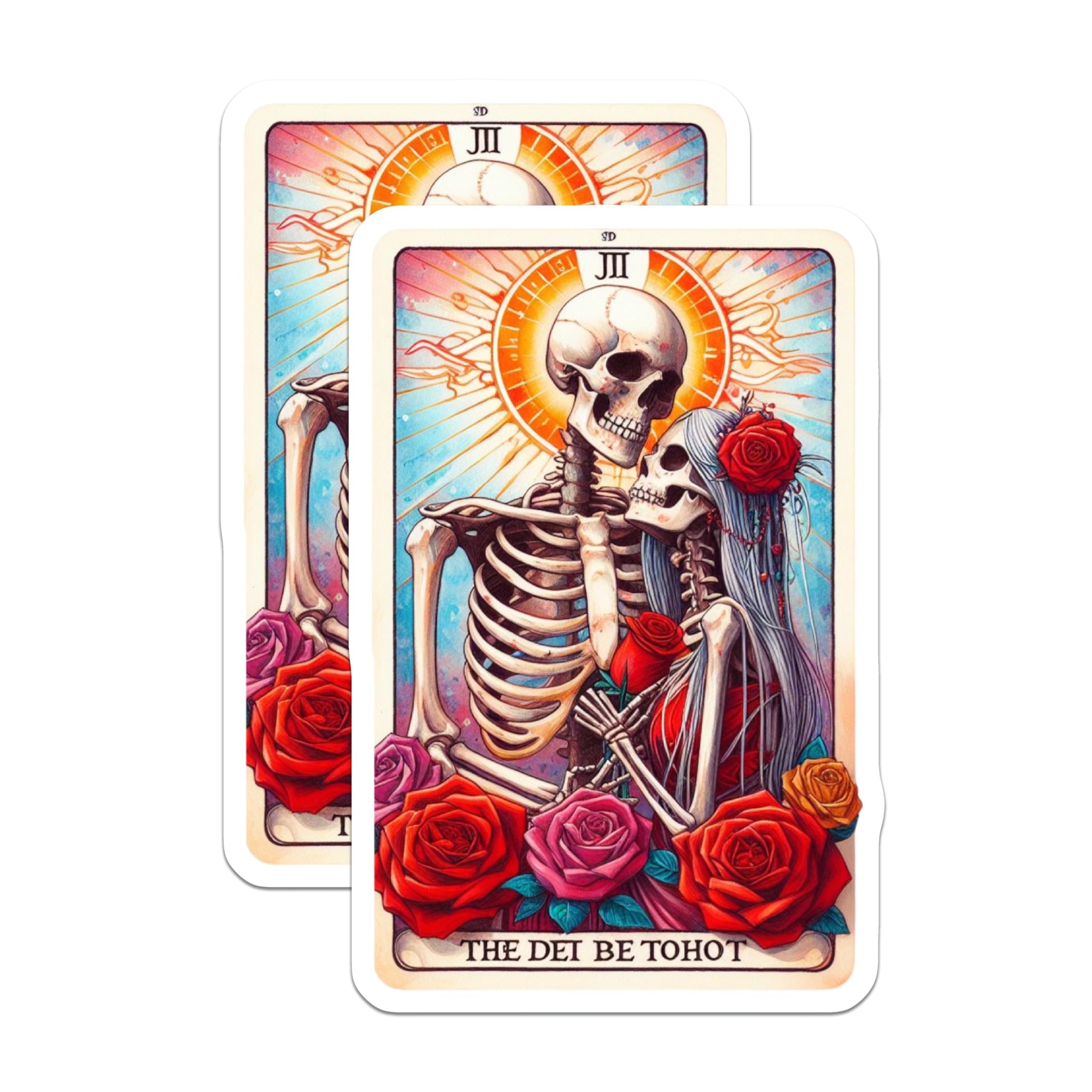(2 Pack) Skeleton Couple Magnets - Gothic Romantic Embrace Art - Everlasting Love Tarot Inspired Decor for Refrigerator - 5 Inches On Longest Side - Thick Durable Magnet - Made in USA - MAG20521