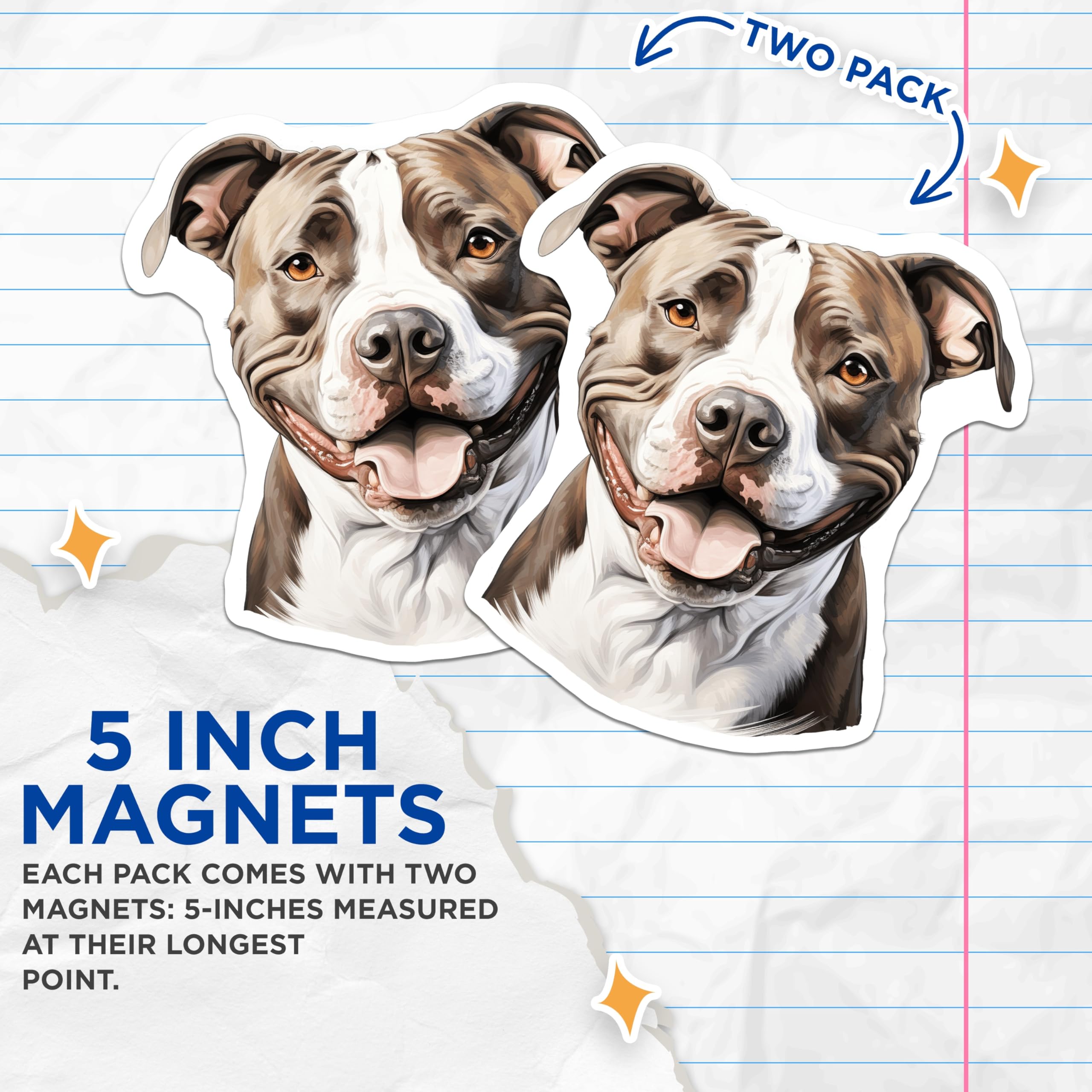 (2 Pack) Pitbull Dog Magnets - Happy Pitbull Lover Decor - Dog Mom Dad Appreciation - 5 Inches On Longest Side - Thick Durable Magnet - Made in USA - MAG26325