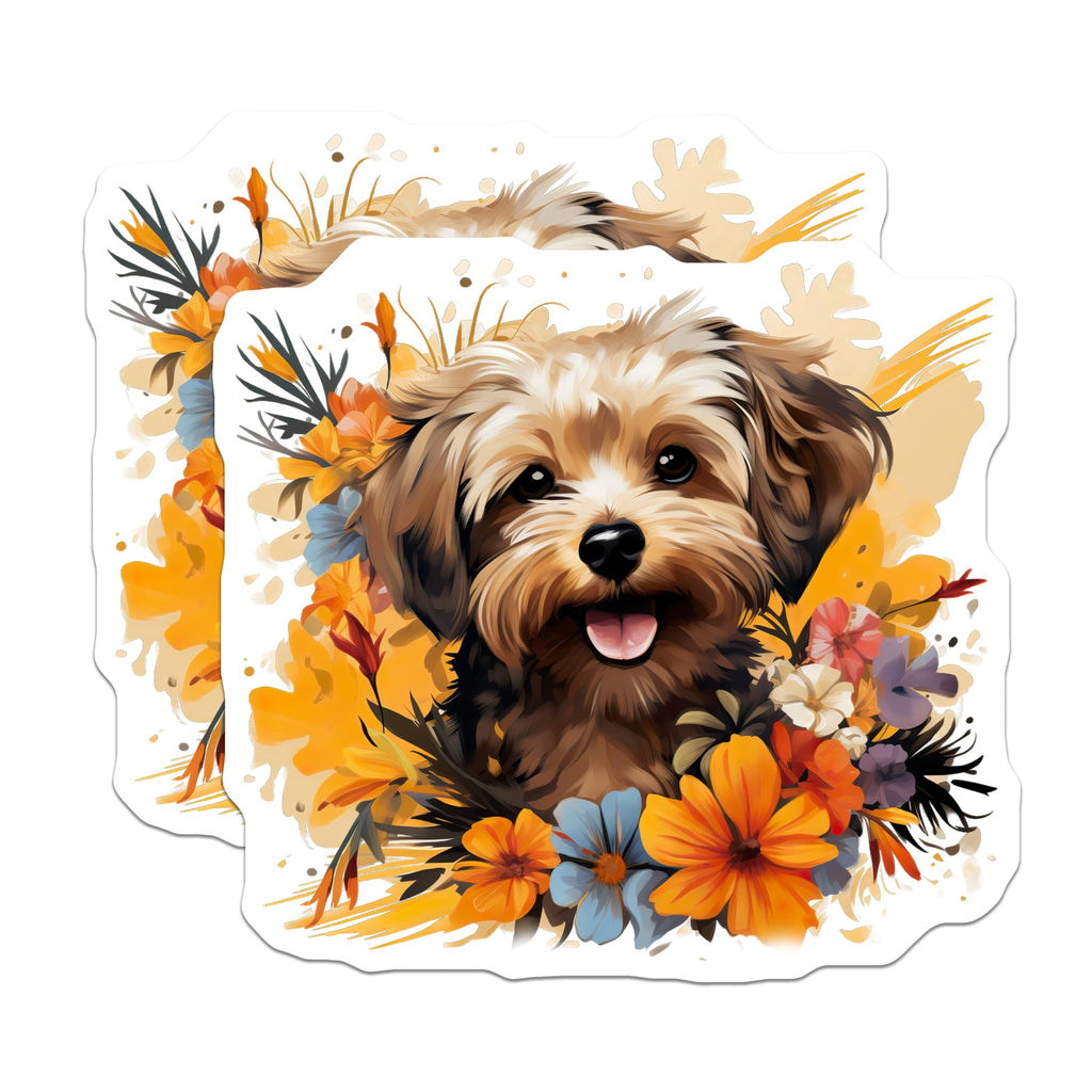 (2 Pack) Sweet Dog Magnets - Artistic Floral Puppy Decor - Happy Canine Pet Lover Refrigerator Locker - 5 Inches On Longest Side - Thick Durable Magnet - Made in USA - MAG24573