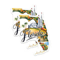 (2 Pack) Florida Vacation Stickers - Space Travel - Palm Trees Adventure - 5" On Longest Side - Sticks to Smooth Flat Surfaces - Made in USA - BMCS6300