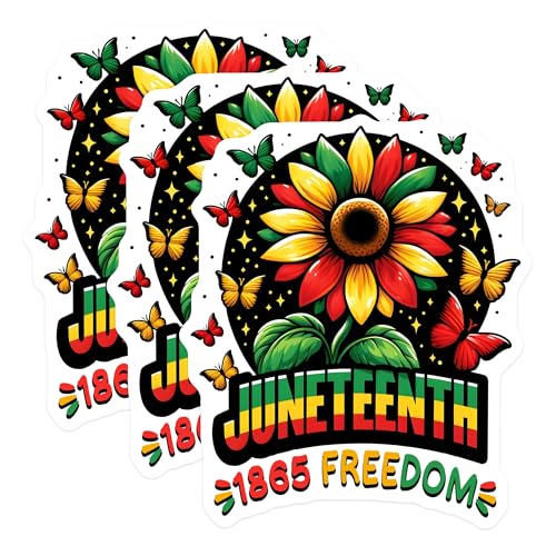 (3 Pack) Juneteenth Decals - Freedom Day Stickers - Black History Laptop Decal - 3 Inches On Longest Side - Easy Peel & Apply - Made in USA - 3MCS6136