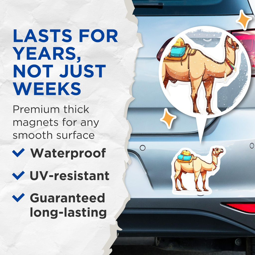 (2 Pack) Majestic Camel Magnets - Detailed Desert Animal Art - Exotic Safari Adventure Decor - Unique Refrigerator Ornaments - 5 Inches On Longest Side - Thick Durable Magnet - Made in USA - MAG21681