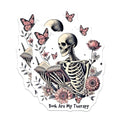 (2 Pack) Book are My Therapy Stickers - Skeleton Reading - Floral Butterfly Art - Unique Book Lover - 5" On Longest Side - Sticks to Smooth Flat Surfaces - Made in USA - BMCS6981