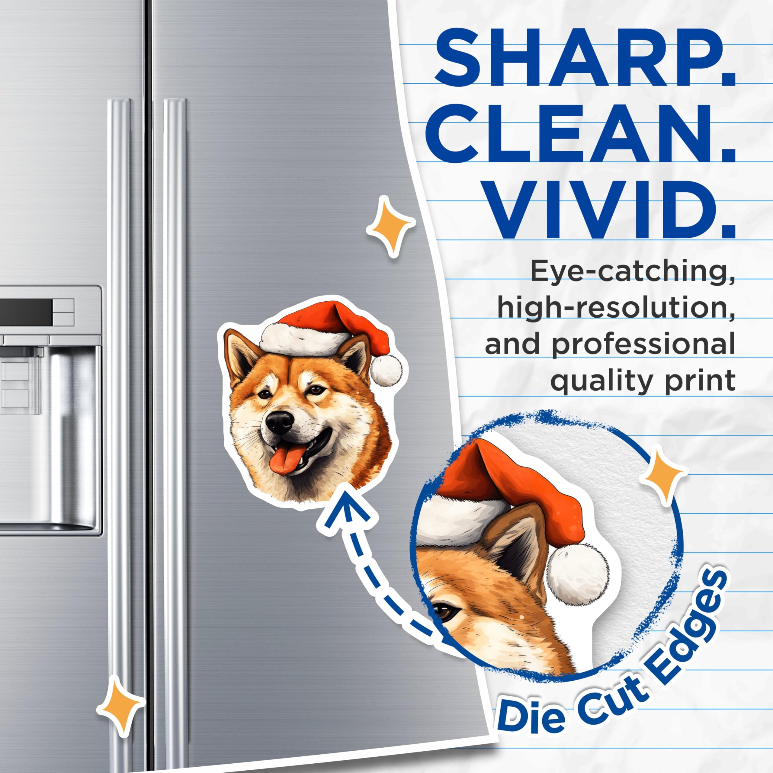(2 Pack) Shiba Inu Christmas Magnets - Santa Hat Dog Magnets - Holiday Pet Decor - Cute Animal Fridge Magnets - 5 Inches On Longest Side - Thick Durable Magnet - Made in USA - MAG30545