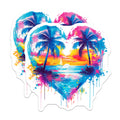 (2 Pack) Tropical Sunset Magnets - Beach Heart Decor - Vibrant Palm Tree Art - 5 Inches On Longest Side - Thick Durable Magnet - Made in USA - MAG25529