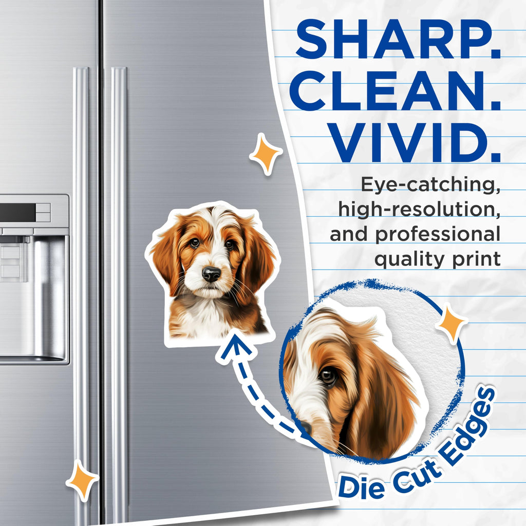 (2 Pack) Adorable Puppy Face Magnets - Dog Lover Fridge Decor - Pet Parent Kitchen Accessories - 5 Inches On Longest Side - Thick Durable Magnet - Made in USA - MAG28885